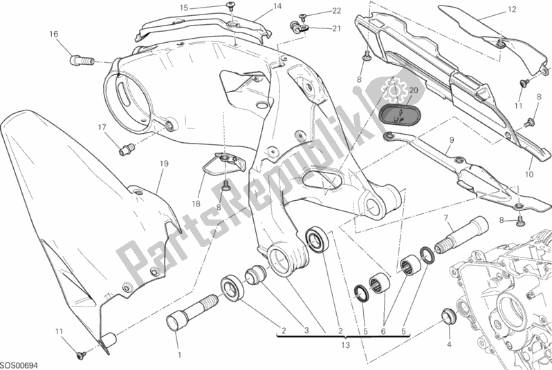 All parts for the Forcellone Posteriore of the Ducati Superbike 1199 Panigale ABS Brasil 2015